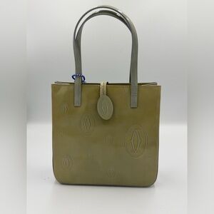 Cartier Vintage Olive Green Embossed Tote